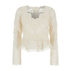 Sea Nyc Women 'Gianna' White Top With All-Over Lace Embroidery In Cotton Woman